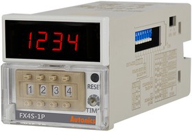 FX4S-1P2, счетчик-таймер, DIN 48 (Ш) х 48 (В) мм, 4 разряда, 24В~, 24-48В=, 1 уставка, (обновленный)