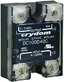 Фото 1/2 DC200D40C, Solid State Relay - 4-32 VDC Control Voltage Range - 40 A Maximum Load Current - 1-200 VDC Operating Voltage Rang ...
