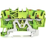 2202-1307, TOPJOB S, 2202 Series Green/Yellow Earth Terminal Block, 2.5mm², Single-Level, Push-In Cage Clamp Termination
