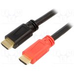 AK-330105-200-S, Cable; HDMI 1.3,with amplifier; HDMI plug,both sides; 20m; black