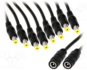 DC.SPL.0600.0035, Cable; 2x0.5mm2; DC 5,5/2,1 plug x5,DC 5,5/2,1 socket; straight