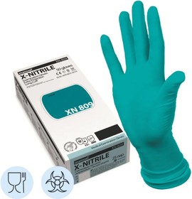 Фото 1/10 Перчатки мед.смотров. нитрил.,нестер., зеленый ,MANUAL XN 809 (S) 25пар,ПС