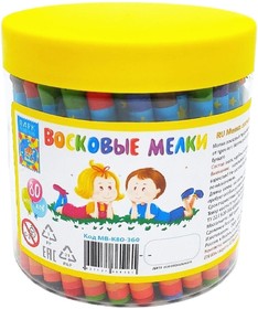 Фото 1/10 Мелки восковые набор 80 штук, длина 90 мм, d 8 мм, банка,МВ-К80-360
