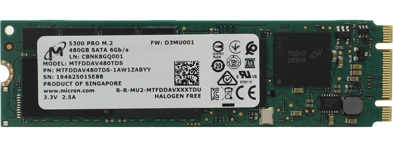 Твердотельный накопитель Micron 5300PRO 480GB SATA M.2(22x80mm) 3D