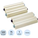 Laminating film Bulros 305mmx100m, 75µm, 25mm, glossy, roll