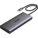 15534_, Разветвитель USB UGREEN CM639 (15534) USB3.0/USB2.0/ HDMI/RJ45,серый