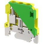 ET10,DIN Rail Mount Terminal Block, Ground, 2 Ways, 16 AWG, 6 AWG, 10 mm², Screw