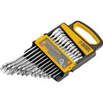 14722, Набор ключей комбинированных трещоточных 6-19 мм, 12 шт., CrV, матовый хром