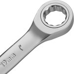 14722, Набор ключей комбинированных трещоточных 6-19 мм, 12 шт., CrV, матовый хром