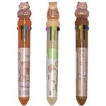 Ручка многоцветная с топпером шариковая 10 ЦВЕТОВ "Капибара", ассорти ...