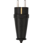111-200, Вилка влагозащищенная прямая COMPACT, с/з, 16А, IP44 каучук, черная