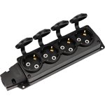 111-224, Розетка (колодка) влагозащищенная с крышкой 4 гнезда COMPACT, с/з, 16А ...