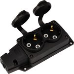 111-222, Розетка (колодка) влагозащищенная с крышкой 2 гнезда COMPACT, с/з, 16А ...