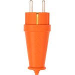 111-202, Вилка влагозащищенная прямая COMPACT, с/з, 16А, IP44, каучук, оранжевая