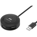 20277_, Разветвитель USB UGREEN CR106 (20277) USB 2.0 Hub 4 Ports. Длина 1 м/черный