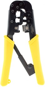 Фото 1/10 Инструмент Cablexpert T-568R, обжимной универсальный (8p8c,6p6c,6p4c,6p2c), для витой пары и тел.линии, с фиксатором