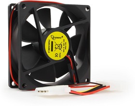 Фото 1/5 Вентилятор Gembird FANCASE-4, 80x80x25, подшипник скольжения, Molex F+Molex M, провод 30см