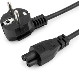 Фото 1/10 Кабель питания Cablexpert PC-186-ML12, Schuko-C5, 3x0.75мм2, 10А, VDE, с заземлением, 1.8м, черный, пакет