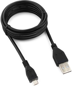 Фото 1/10 Кабель USB2.0 Cablexpert CCP-mUSB2-AMBM-6, AM/MicroUSB, медь, двойн.экран, 26/28AWG, Pro, 1.8м, черный, пакет