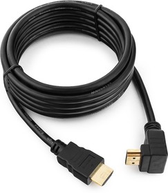 Фото 1/4 Кабель HDMI Cablexpert CC-HDMI490-10, 19M/19M, v2.0, медь, позол.контакты, экран, угловой, 3м, черный, пакет