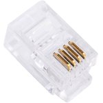 Разъем (коннектор) телефонный Cablexpert MP-4p4c, RJ-9 (4P4C), контакты 3m" (100 шт)