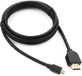 Фото 1/3 Кабель HDMI-microHDMI Cablexpert CC-HDMID-6, 19M/19M, v2.0, медь, позол.контакты, экран, 1.8м, черный, пакет