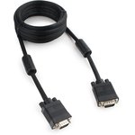Кабель VGA Cablexpert CC-PPVGA-10-B, 15M/15M, медь, тройной экран, 2 фер.кольца, 3м, черный, пакет