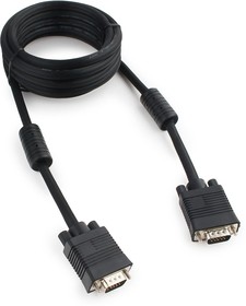 Фото 1/6 Кабель VGA Cablexpert CC-PPVGA-10-B, 15M/15M, медь, тройной экран, 2 фер.кольца, 3м, черный, пакет