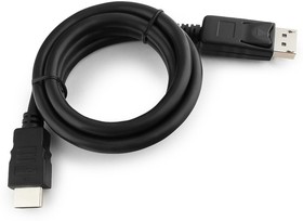 Фото 1/9 Кабель DisplayPort- HDMI Cablexpert CC-DP-HDMI-1M, 20M/19M, экран, 1м, черный, пакет