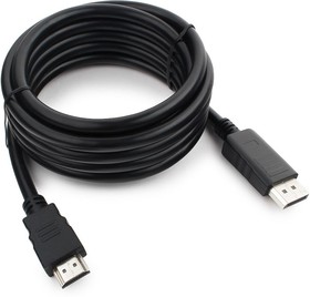 Фото 1/10 Кабель DisplayPort- HDMI Cablexpert CC-DP-HDMI-3M, 20M/19M, экран, 3м, черный, пакет