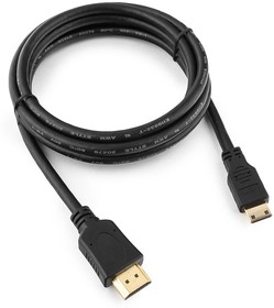 Фото 1/8 Кабель HDMI-miniHDMI Cablexpert CC-HDMI4C-6, 19M/19M, v2.0, медь, позол.контакты, экран, 1.8м, черный, пакет