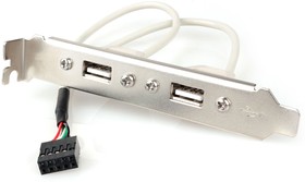Фото 1/10 Планка USB 2.0 на заднюю панель Cablexpert CCUSBRECEPTACLE, 2 порта USB, пакет