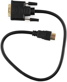Фото 1/8 Кабель HDMI-DVI-D single link Cablexpert CC-HDMI-DVI-0.5M, 19M/19M, v1.4, медь, двойной экран, позол.контакты, 0.5м, черный, пакет