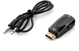 Фото 1/4 Конвертер HDMI -  VGA Cablexpert A-HDMI-VGA-02, 19M/15F, Jack3.5 аудиовыход, черный, пакет
