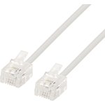 Кабель телефонный Cablexpert TC6P4C-2M, аппарат-розетка, 2м, белый