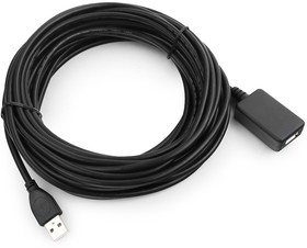 Фото 1/10 Кабель-удлинитель USB2.0 активный Cablexpert UAE-01-10M, AM/AF, медь двойн.экран, Pro, 10м, черный, блистер