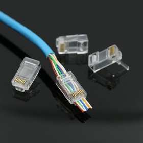 Фото 1/10 Разъем (коннектор) Cablexpert RJ-45 (8P8C) LC-PTU-01/100, универсальный кат.5e, контакты 6 микрон, сквозной, 100шт, пакет
