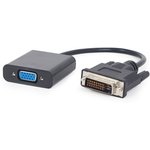 Конвертер DVI-D -  VGA Cablexpert A-DVID-VGAF-01, 25M/15F, кабель 0.2м, черный, пакет