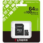 SDCS3/64Gb, Карта памяти MicroSDXC 64ГБ Kingston Class 10 Canvas Select Plus A1 ...