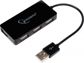 Фото 1/10 Разветвитель USB2.0 Gembird UHB-U2P4-03, 4хUSB кабель USB 15см, черный, блистер
