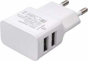 Фото 1/10 Зарядное устройство Cablexpert MP3A-PC-11, 10.5Вт, 2.1А, 2хUSB, белый, пакет
