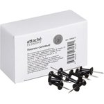 Кнопки силовые д/пробковых досок Attache ECONOMY,пластик, черн,пакет,50шт/уп