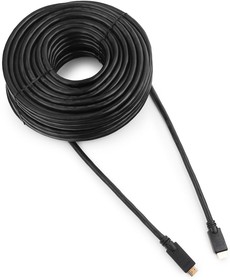 Фото 1/10 Кабель HDMI Cablexpert CC-HDMI4-30M, 19M/19M, v2.0, медь, позол.контакты, экран, усилитель сигнала, 30м, черный, пакет