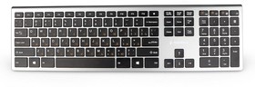 Фото 1/10 Беспроводная клавиатура Gembird KBW-1, полноразмерная, 103кл+6 доп, ножничная, тихая, радиоканал, серебристая