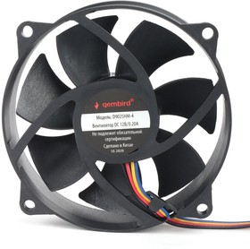 Фото 1/10 Вентилятор Gembird D9025HM-4, 90x90x25, гидродин.подшипник, 4pin, провод 30см