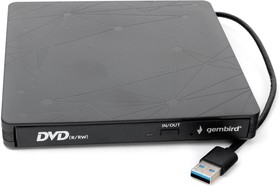 Фото 1/10 Внешний CD/DVD привод USB 3.0 Gembird DVD-USB-03 пластик, черный