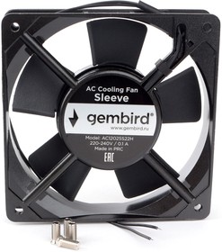 Фото 1/10 Вентилятор Gembird AC12025S22H, 120x120x25, AC 220В, подшипник скольжения, 2pin, провод 30см