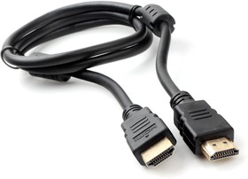 Фото 1/9 Кабель HDMI Cablexpert CCF2-HDMI4-1M, 19M/19M, v2.0, медь, позол.контакты, экран, 2 фер.кольца, 1м, черный, пакет