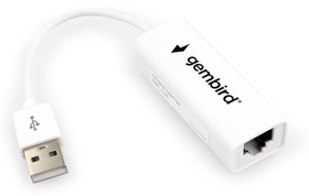Фото 1/10 Сетевой адаптер Ethernet Gembird NIC-U4, USB 2.0 - Fast Ethernet adapter, пластик, белый, AX88772C