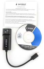 Фото 1/10 Сетевой адаптер Ethernet Gembird NIC-U6, Type-C USB 3.0 - Gigabit Ethernet adapter, пластик, черный, AX88179